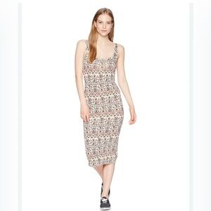 Billabong Share Joy Sleeveless Body Con Midi Dress Small Cream Brown